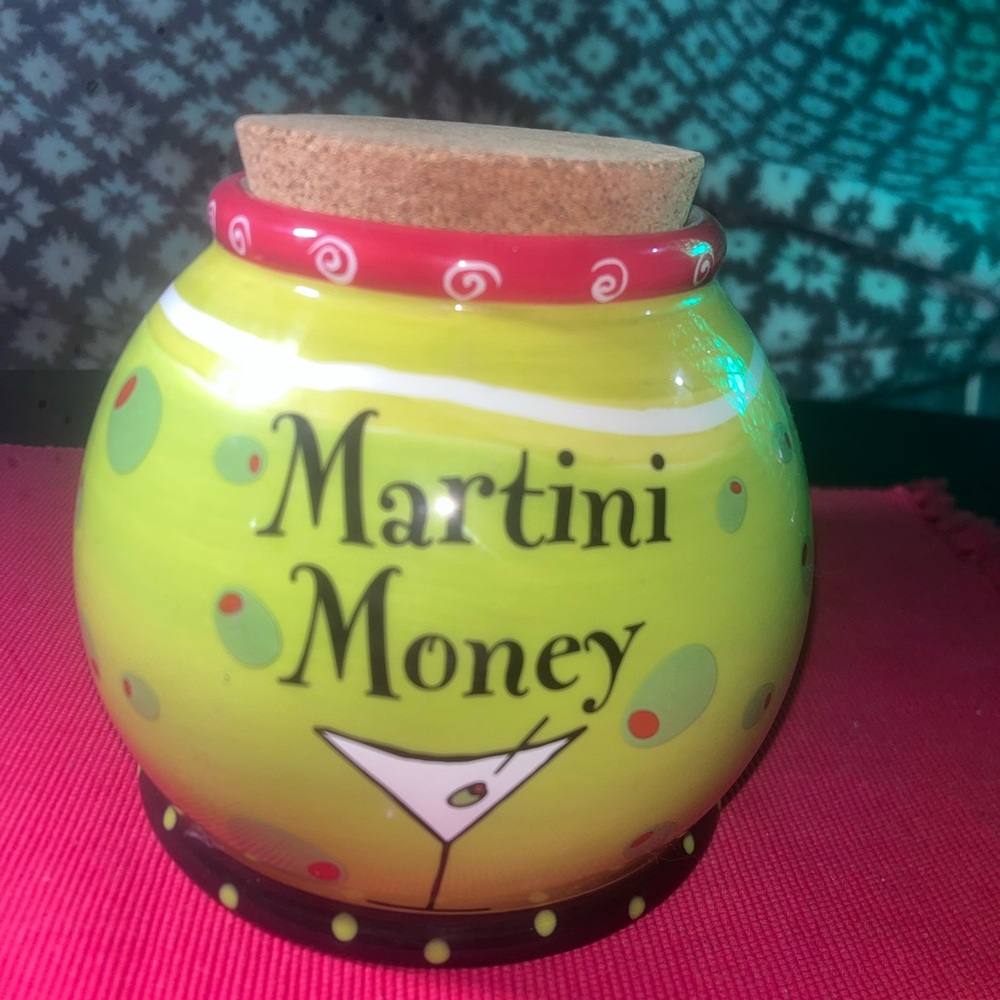 Hobby Lobby Martini Money Jar - Green and Red